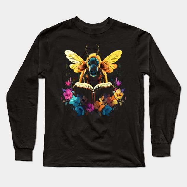 Bee Reads Book Long Sleeve T-Shirt by JH Mart